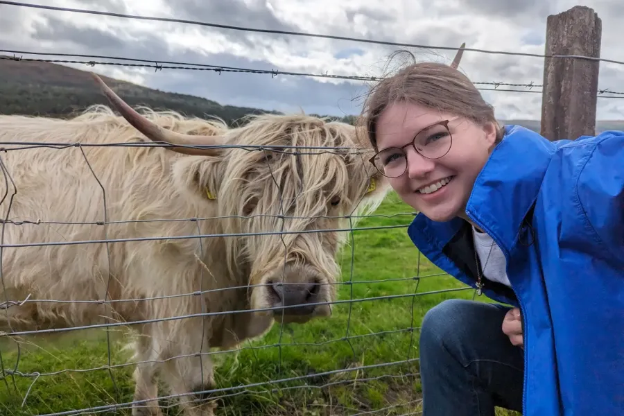 Marietta College student Carson Halbower ’25 poses for a photo during her Education Abroad trip to Aberdeen, Scotland