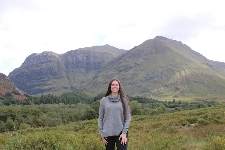 Marietta College student Abby Shartle ’26 poses for a photo during her Education Abroad trip to Aberdeen, Scotland