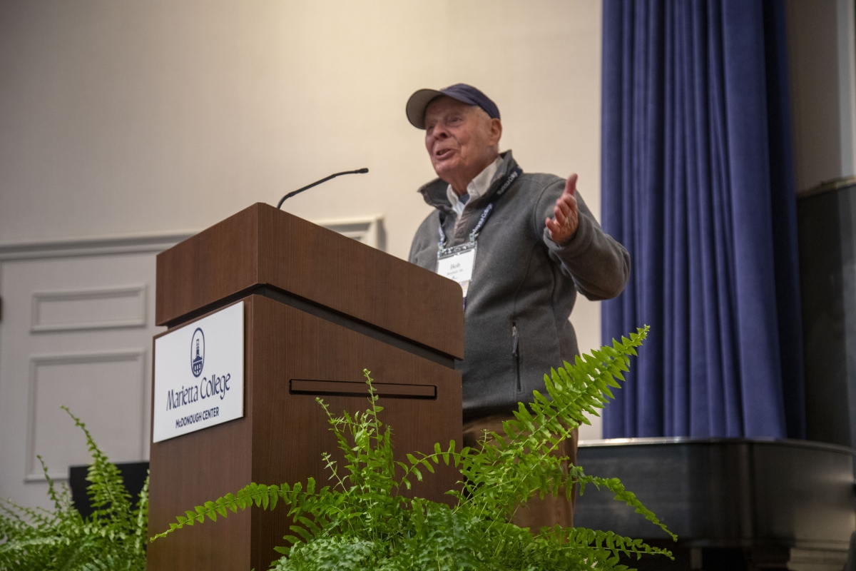 Bob Brucken â56 receives the Hall of Honor award.