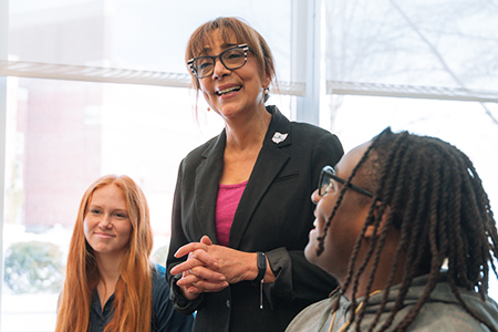 Jackie Khorassani leads discussion