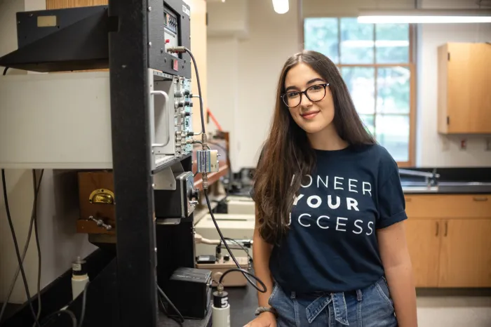 Lily Daneshmand in a physics lab