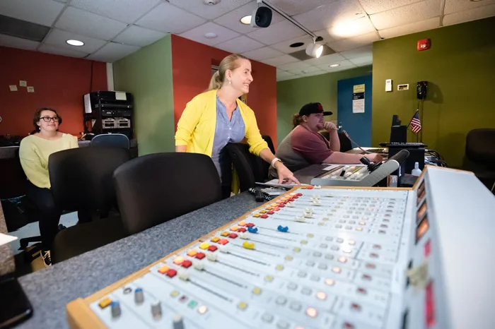 Marilee Morrow in the TV control room