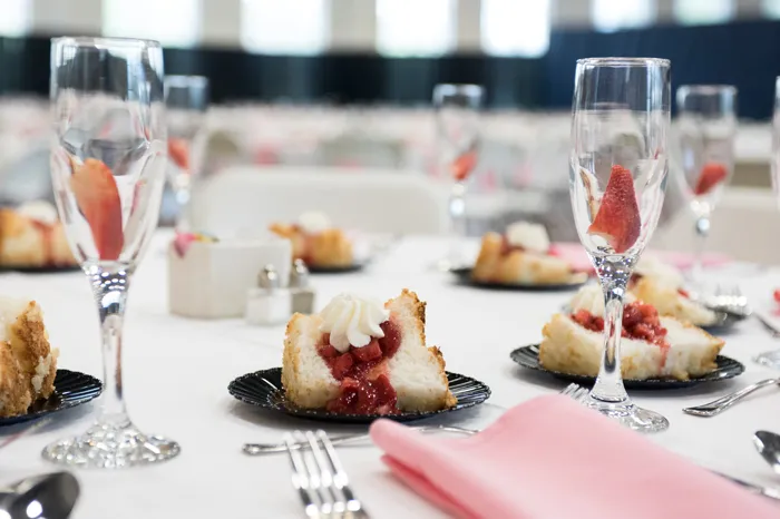 Table setting with food