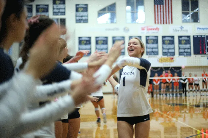 Volleyball player giving high fives