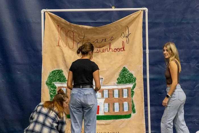 students with banner