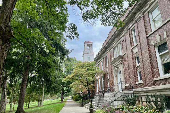 Exterior view of Marietta College's Irvine Hall and Erwin Hall