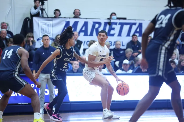 Basketball player being defended