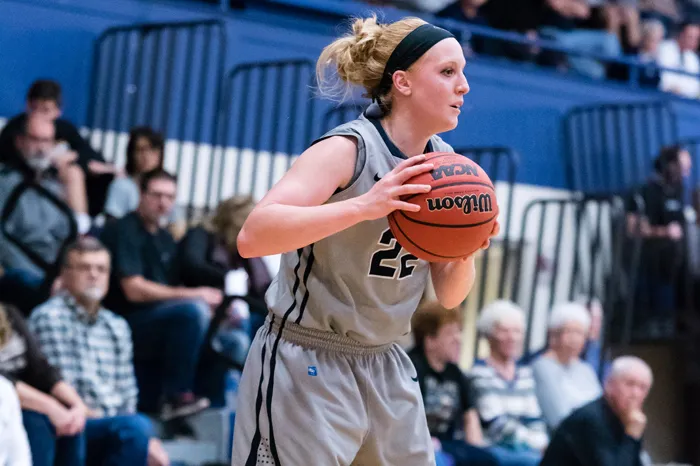 Ashley Barker with a basketball