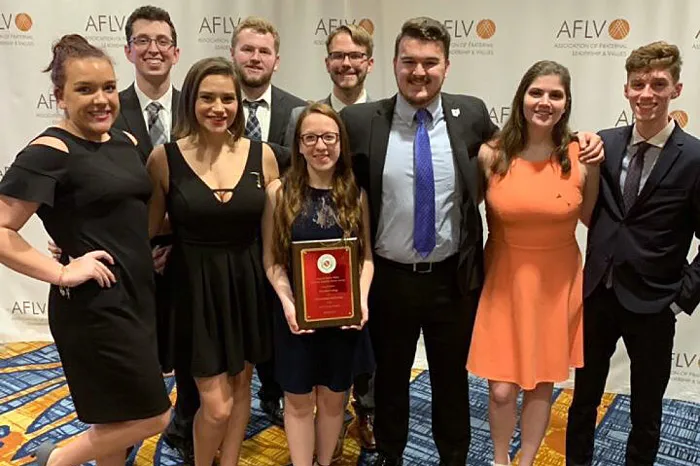 Marietta College Greek Life students after receiving their award