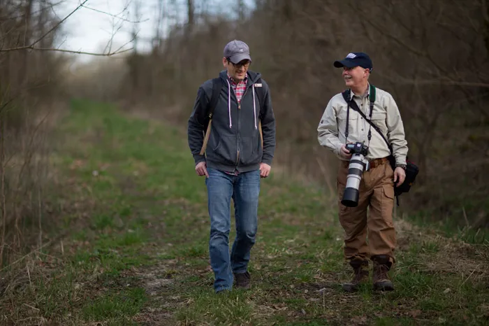 Dave McShaffrey at the Beiser Field Station with a student