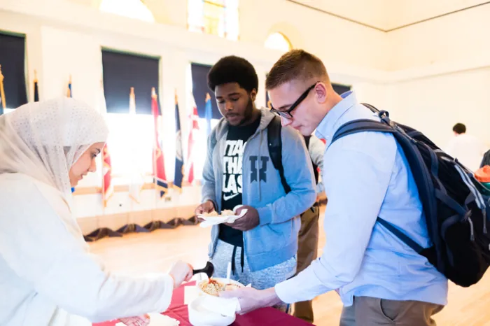 Students getting food at Multicultural Festival