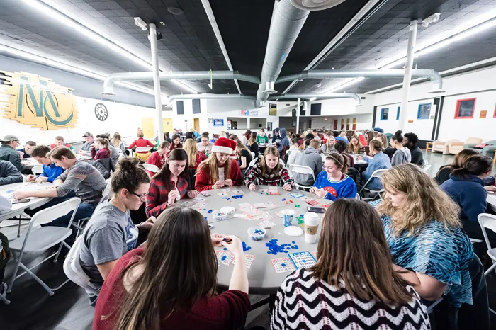 Marietta College Students playing bingo in The Gathering Place.