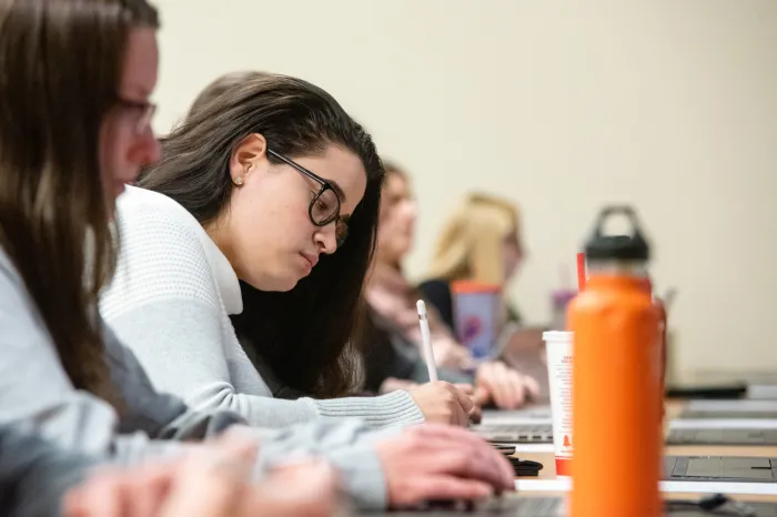 Female student writing