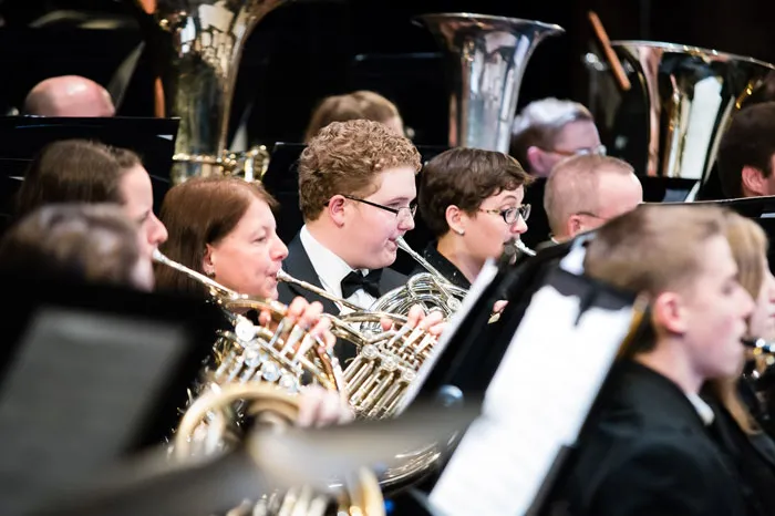 student in the marietta college band