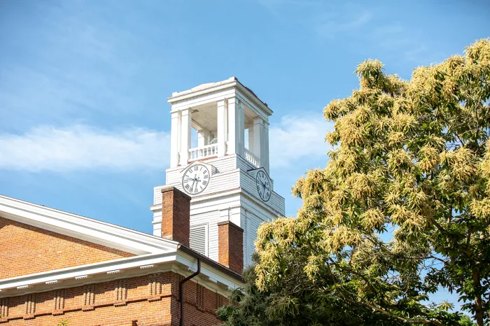 Marietta College's Irwin belltower in summer