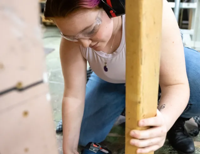 Student working in Theatre production