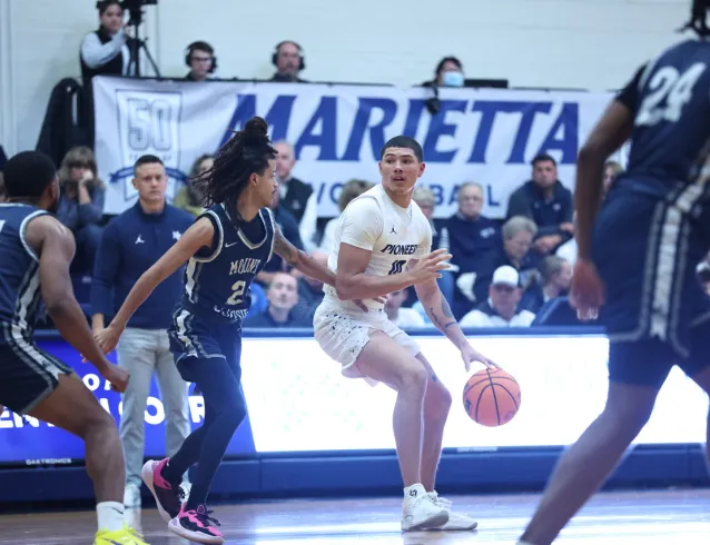 Basketball player being defended