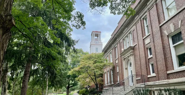 Exterior view of Marietta College's Irvine Hall and Erwin Hall