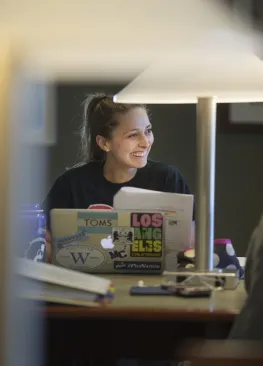 A Biochemistry student studies in Legacy Library