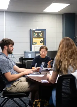 Members of the Communication Resource Center meet with Professor Cheongmi Shim