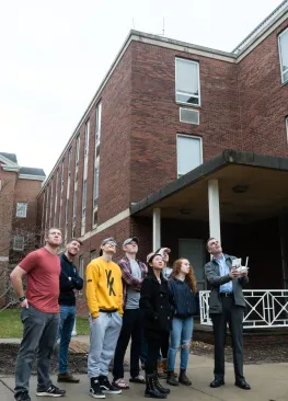 Marietta College GIS minors use a drone during class