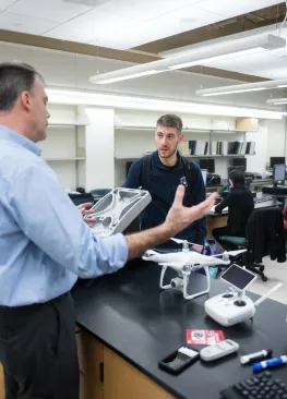 Marietta College GIS minors use a drone during class