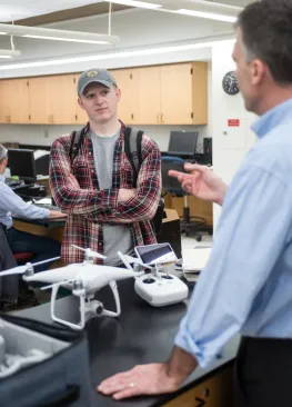 Marietta College GIS minors use a drone during class