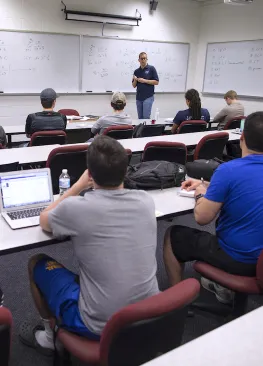 Marietta College Mathematics Professor John Tynan gives a lecture.