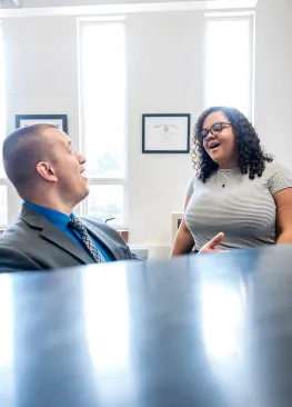 A Marietta College Vocal Pedagogy student works with a professor