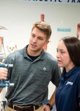 Marietta College sports medicine students work with an athlete